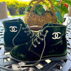 Chanel velvet ankle boots